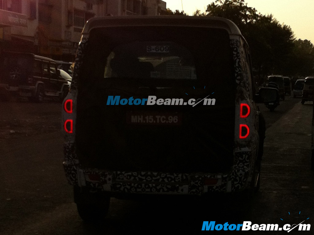 2014 Mahindra Scorpio Facelift Spy Shot LED Tail Lights