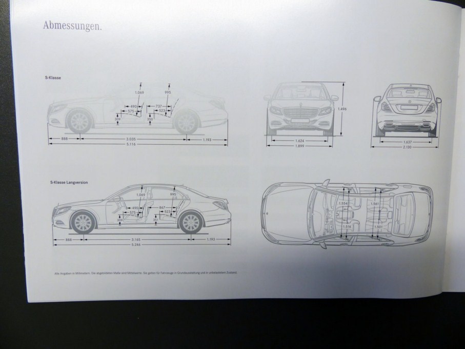 2014 Mercedes-Benz S-Class Brochure Dimensions