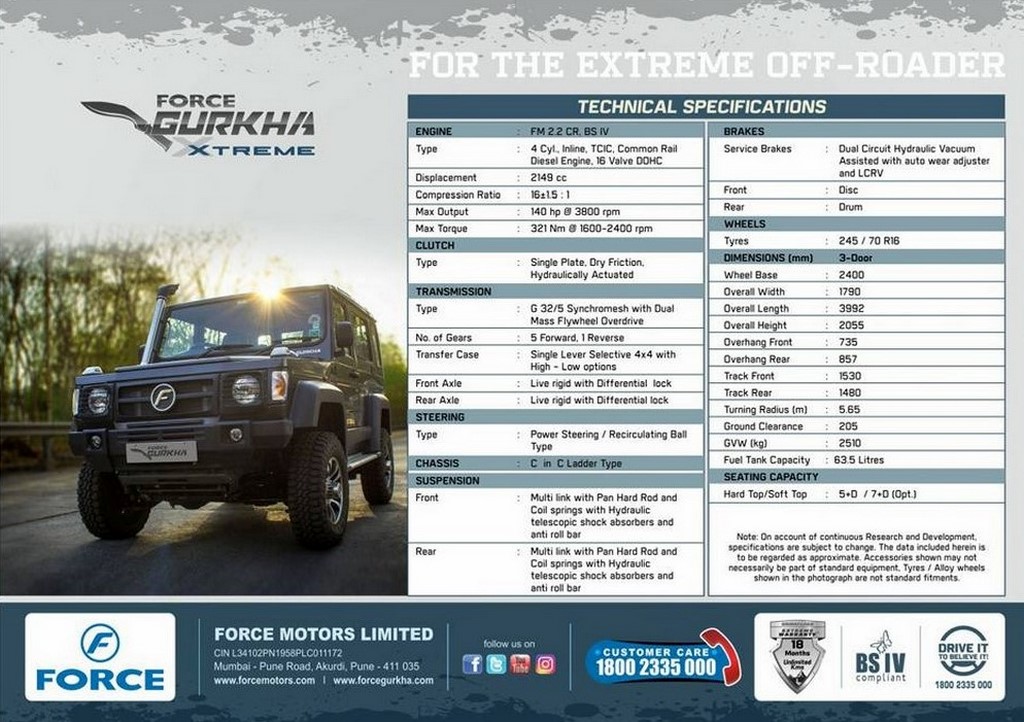 2018 Force Gurkha Xtreme Brochure