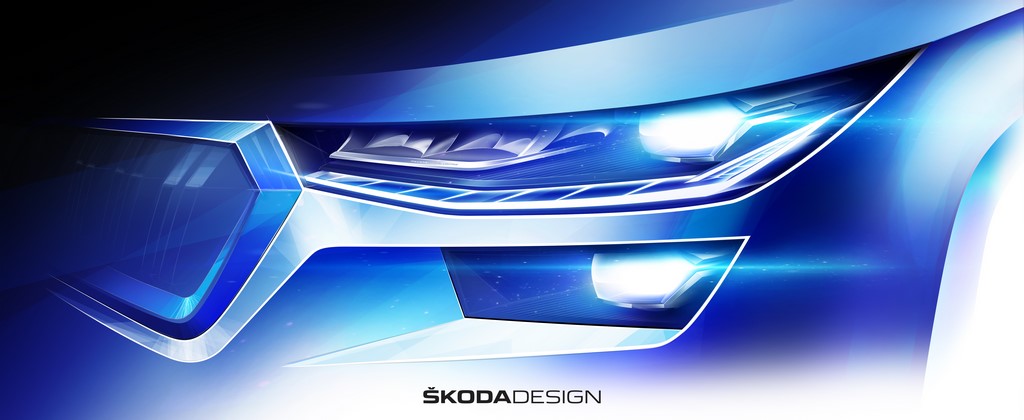 2021 Skoda Kodiaq Facelift Design Sketch Headlight