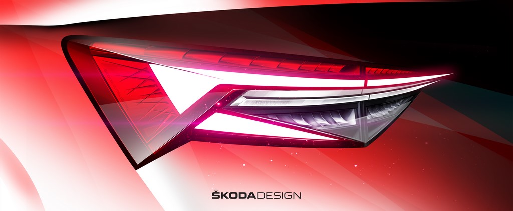 2021 Skoda Kodiaq Facelift Design Sketch Tail Lamp