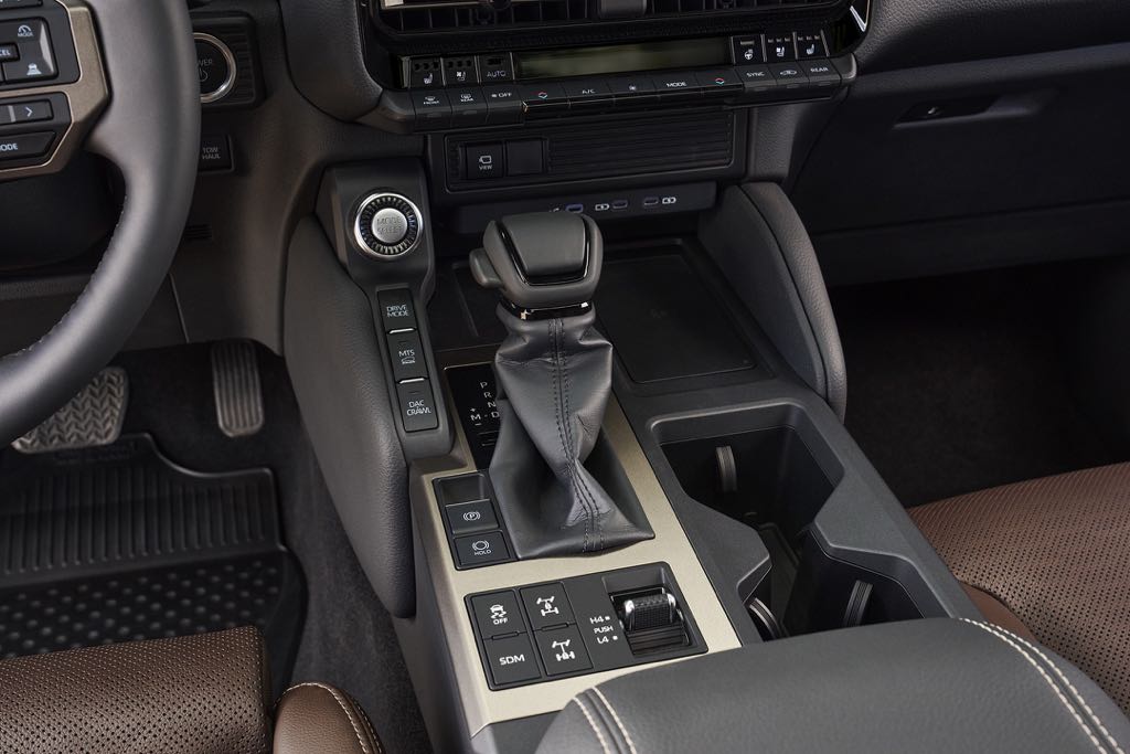 centre console of the SUV