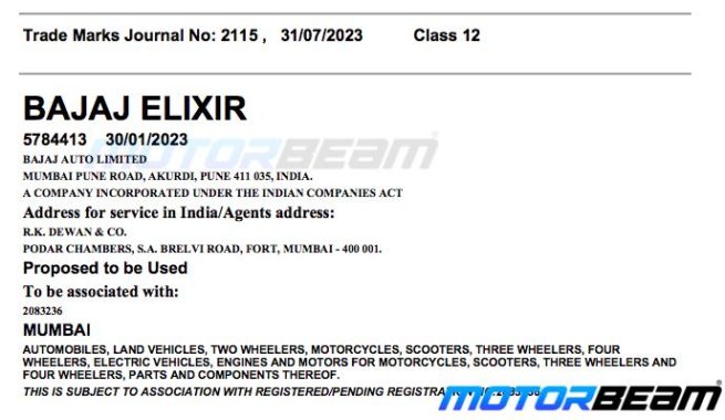 Bajaj Elixir Trademark