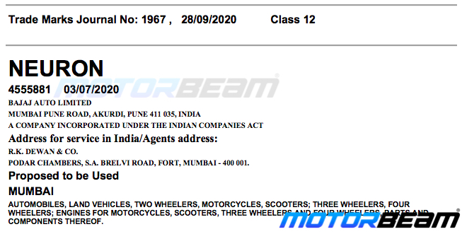 Bajaj Neuron Trademark