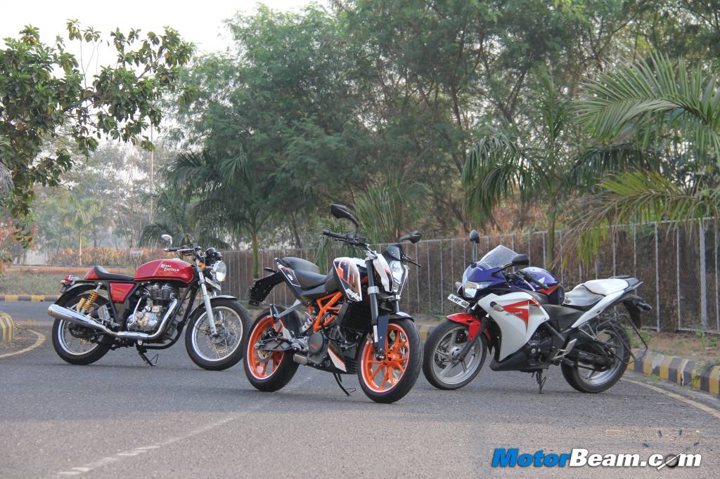 Duke 390 vs Continental GT vs CBR250R Shootout