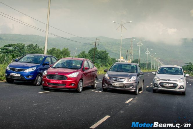 Ford Figo Aspire vs Hyundai Xcent vs Honda Amaze vs Tata Zest Shootout