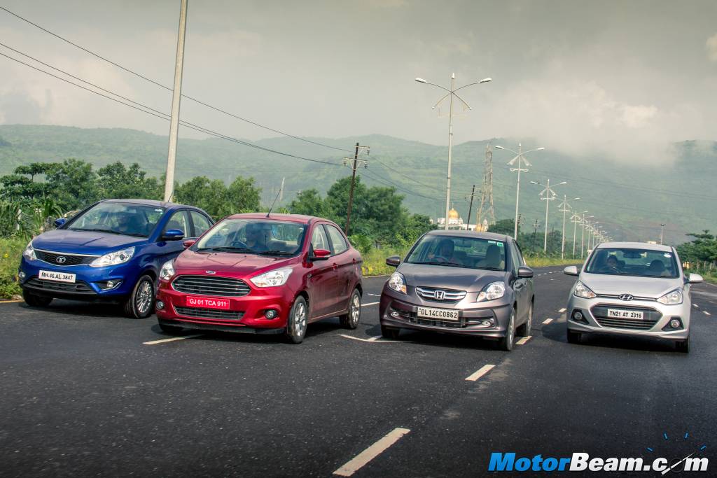 Ford Figo Aspire vs Hyundai Xcent vs Honda Amaze vs Tata Zest Shootout