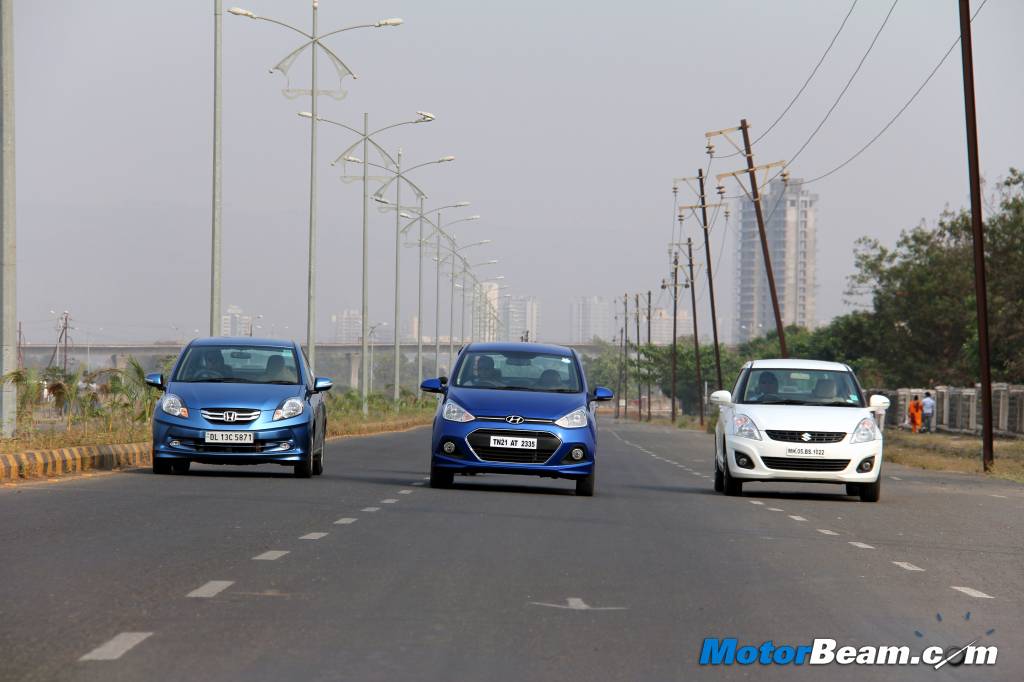 Honda Amaze vs Hyundai Xcent Maruti DZire Test Drive Review Honda Amaze vs Hyundai Xcent Maruti DZire Test Drive Review