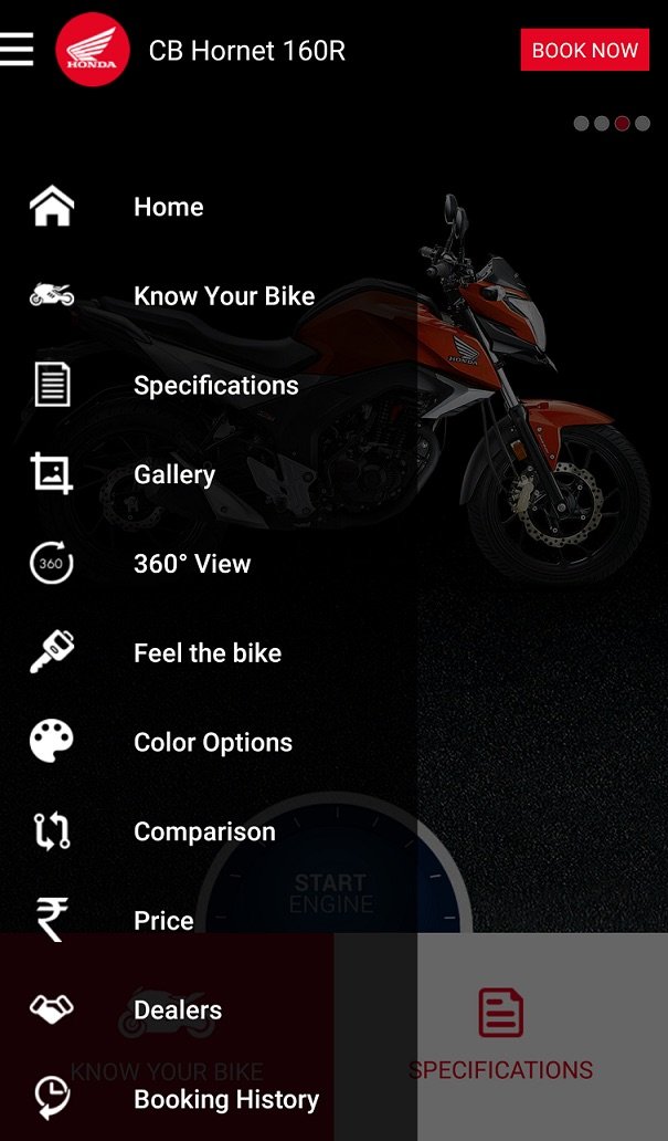 Honda CB Hornet 160R App Features