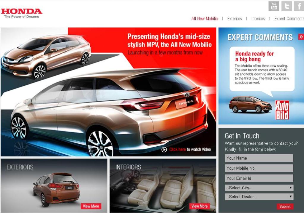 Honda Mobilio Website