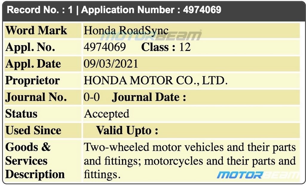 Honda RoadSync Trademark