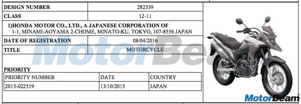 Honda XRE 300 Patent