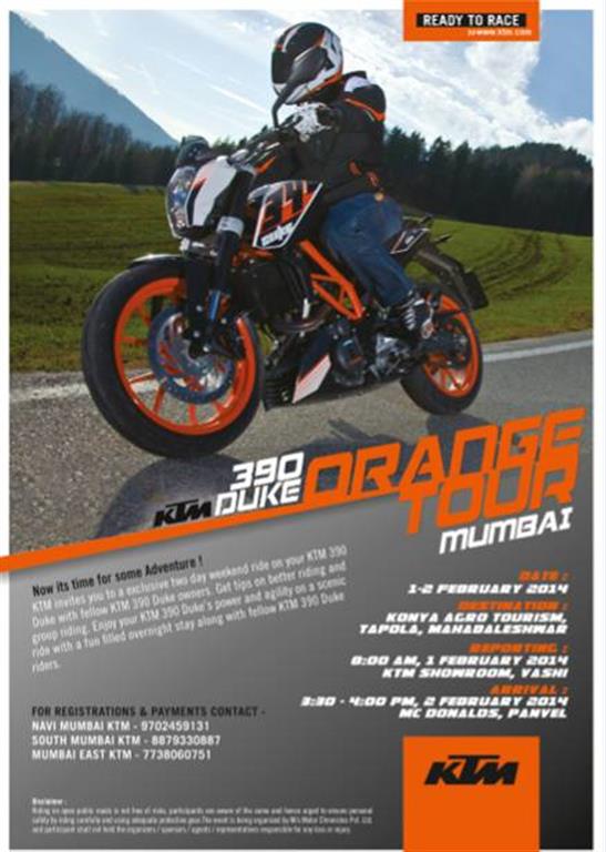 KTM Duke 390 Orange Tour Mumbai