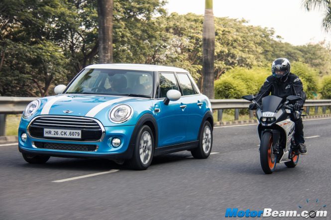 KTM RC 390 vs MINI Cooper