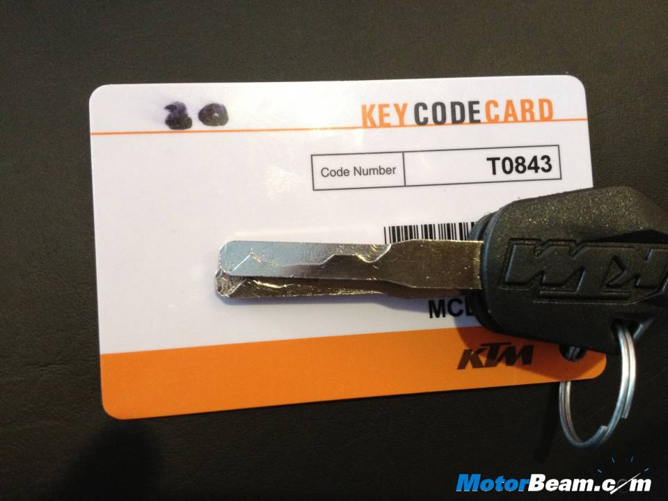 KTM Duke Key Code Card