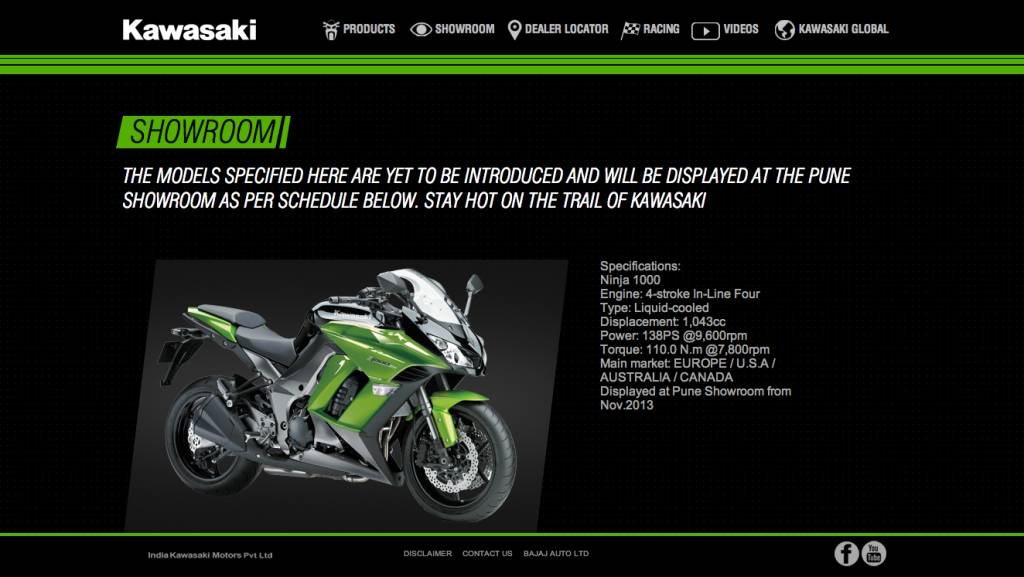 Kawasaki India Website