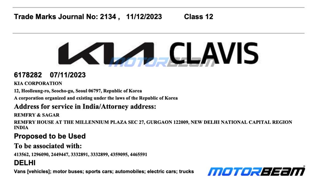 Kia Clavis Trademark