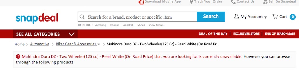 Mahindra Duro Discontinued Snapdeal.com