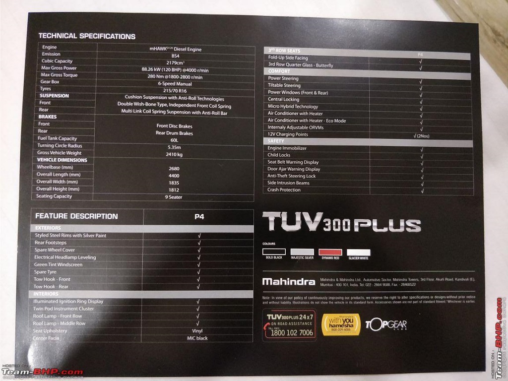 Mahindra TUV300 Plus Features