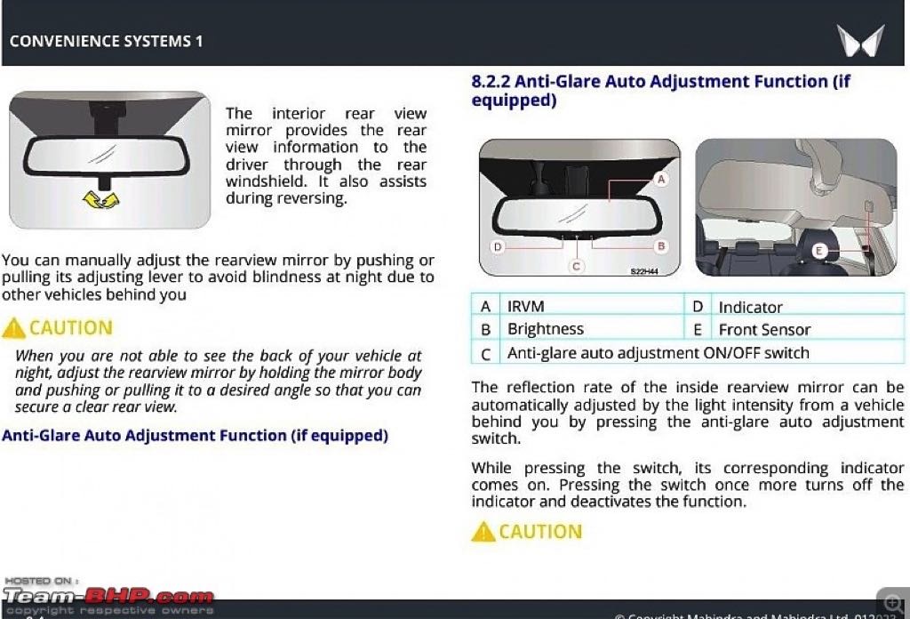 Mahindra XUV700 Auto Dimming IRVM