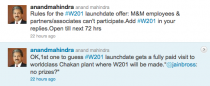 Mahindra W201 Twitter Contest