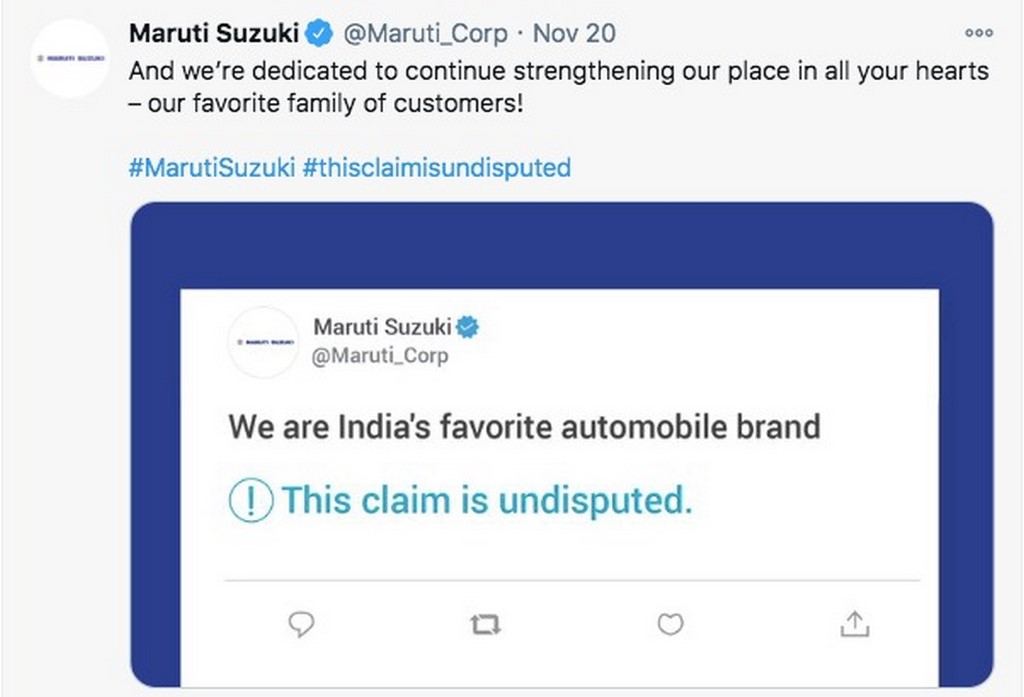 Maruti Suzuki Tweet