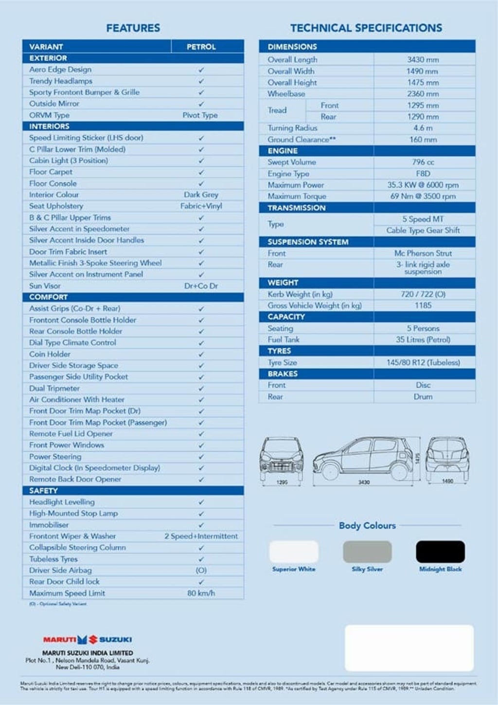 Maruti Tour H1 Specifications