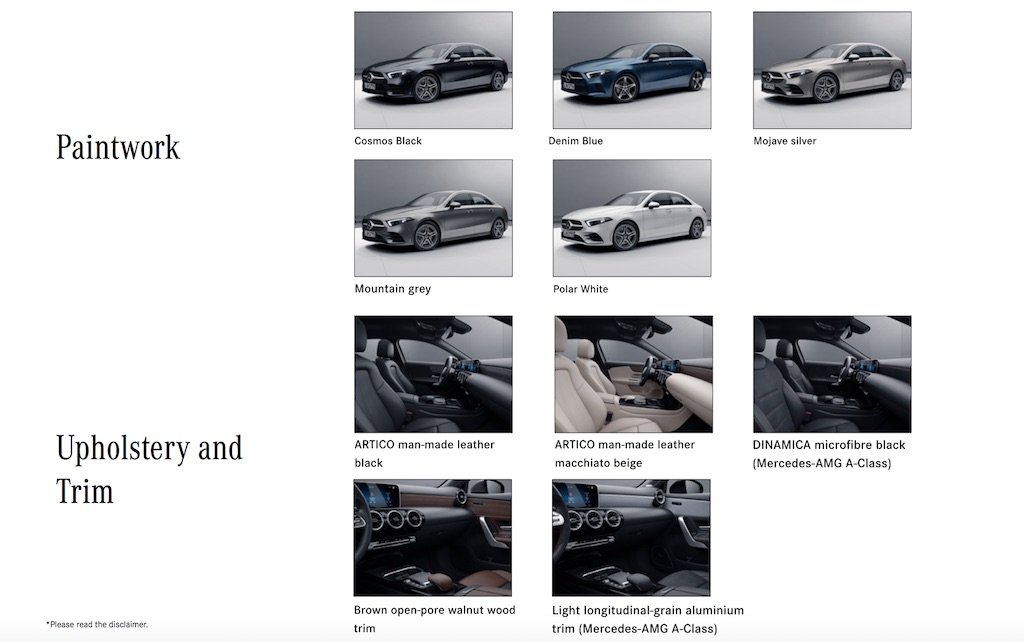 Mercedes A-Class Limousine Colours