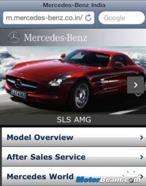 Mercedes India Mobile Website