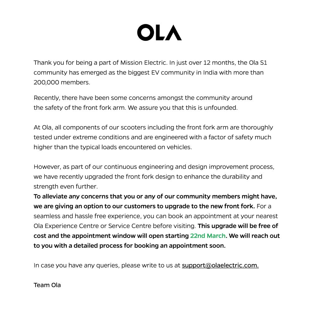 Ola Scooters Recalled