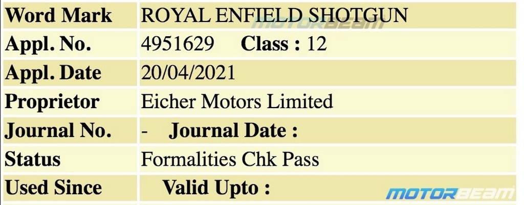 Royal Enfield Shotgun Trademark