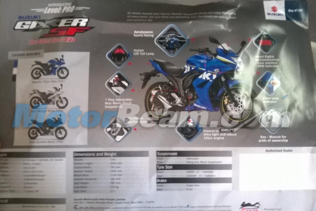 Suzuki Gixxer SF Spec Sheet