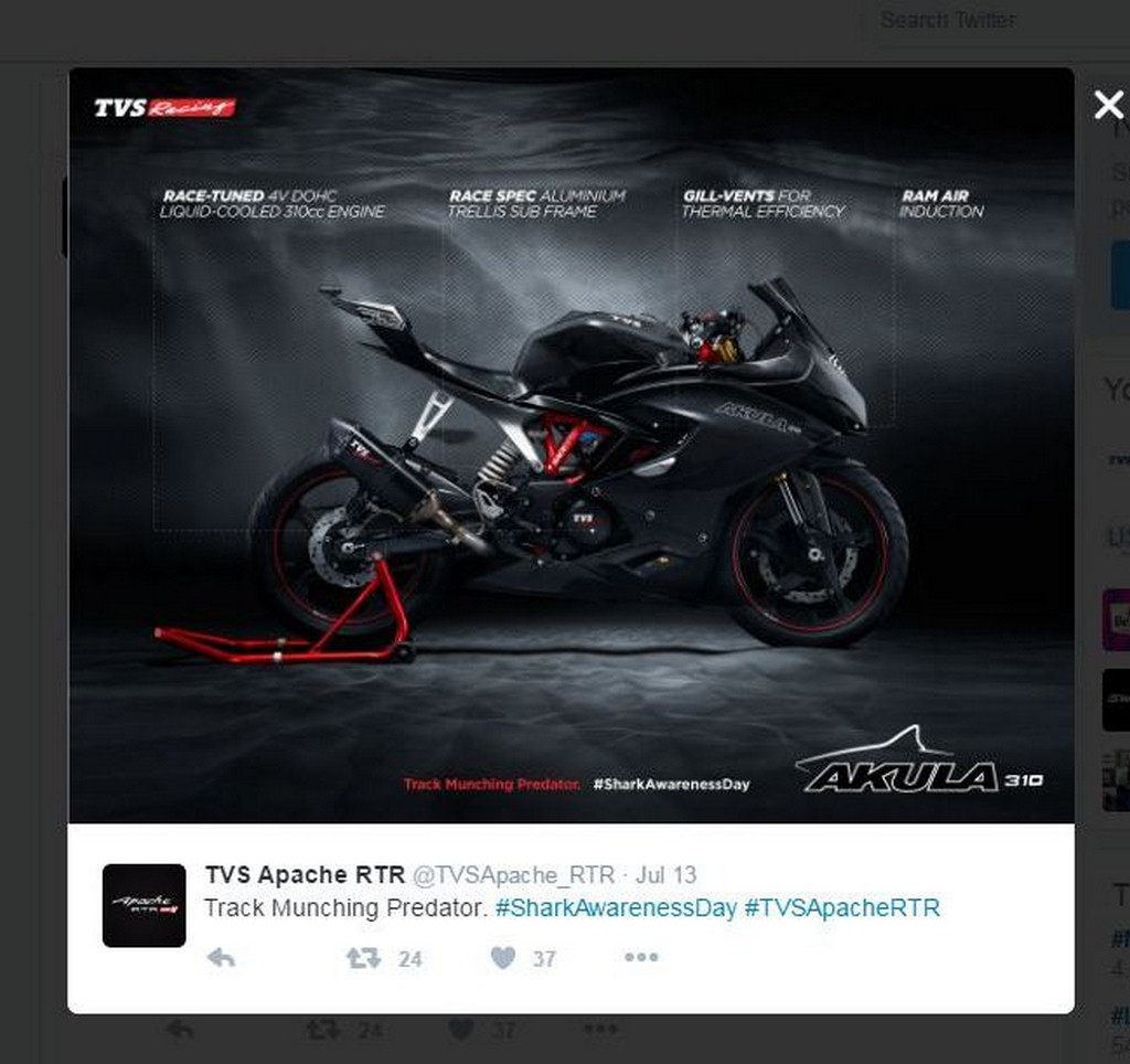 TVS Akula 310 Twitter