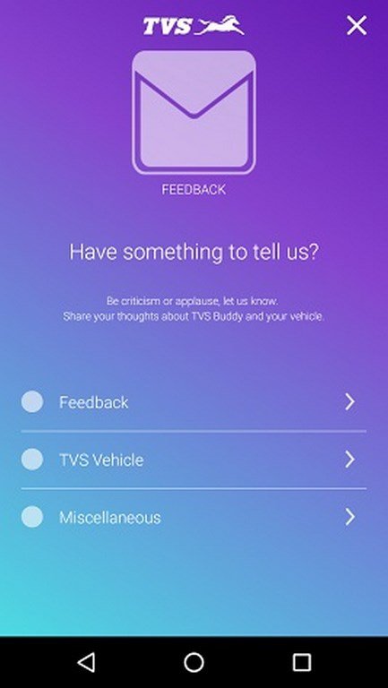 TVS IRIDE App Menu