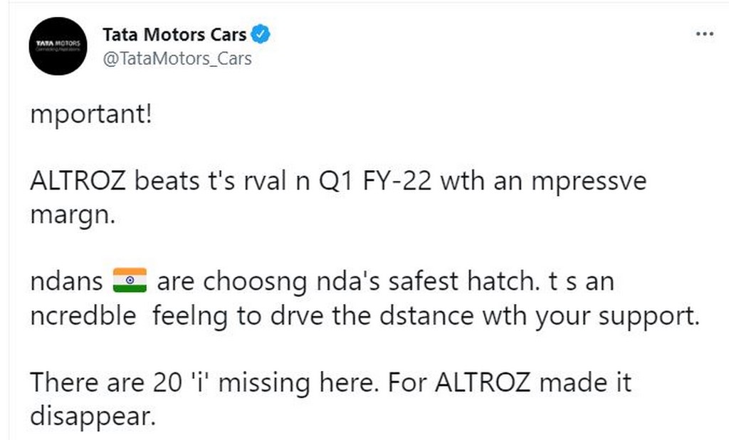 Tata Altroz Sales Tweet