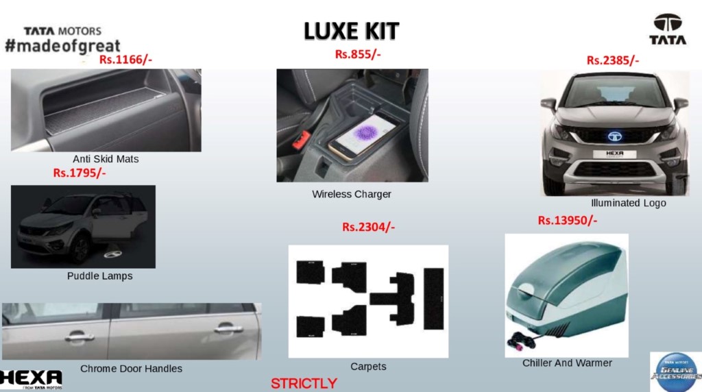 Tata Hexa Luxe Accessories