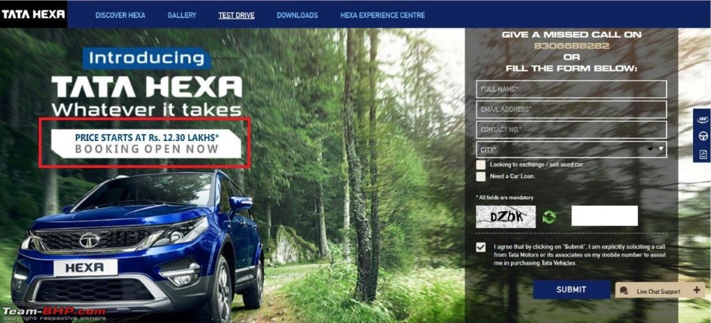Tata Hexa Prices
