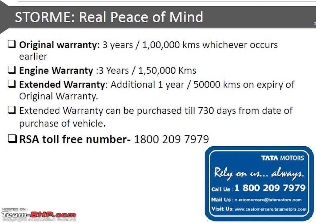 Tata Safari Storme Varicor 400 Warranty
