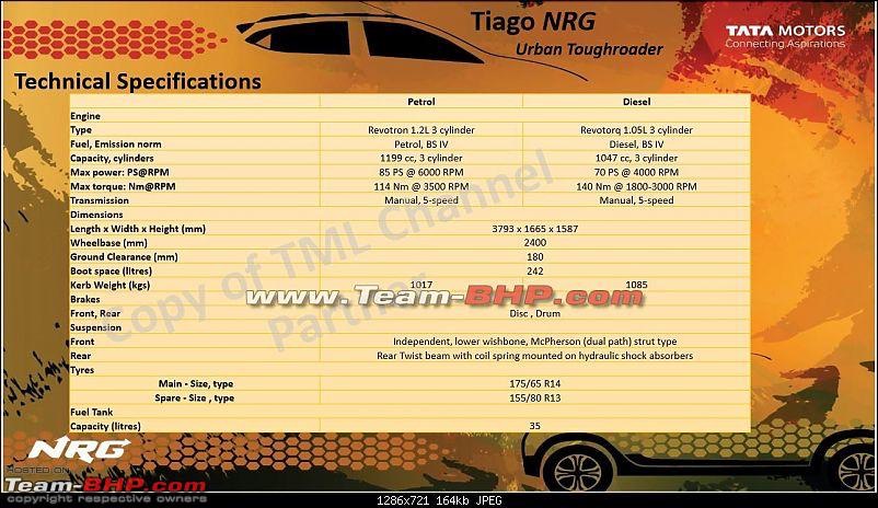 Tata Tiago NRG Specificatons
