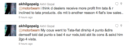 Tata Fiat Service Tweet