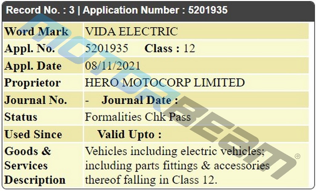 Vida Electric Trademark