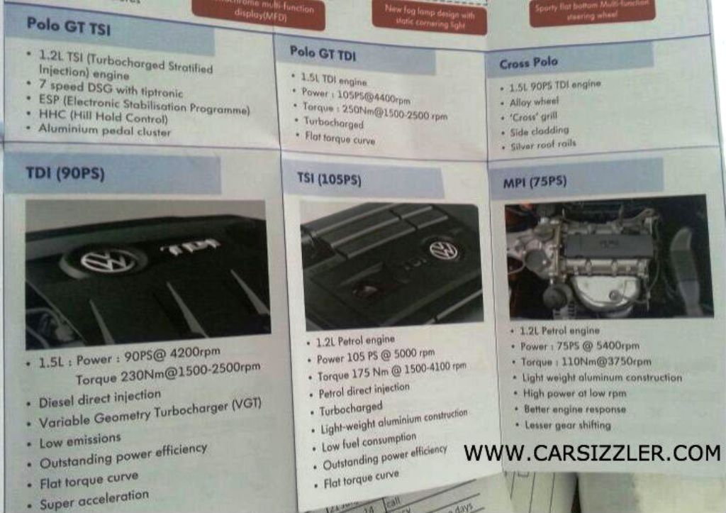 Volkswagen Polo Facelift Engine Specs Brochure